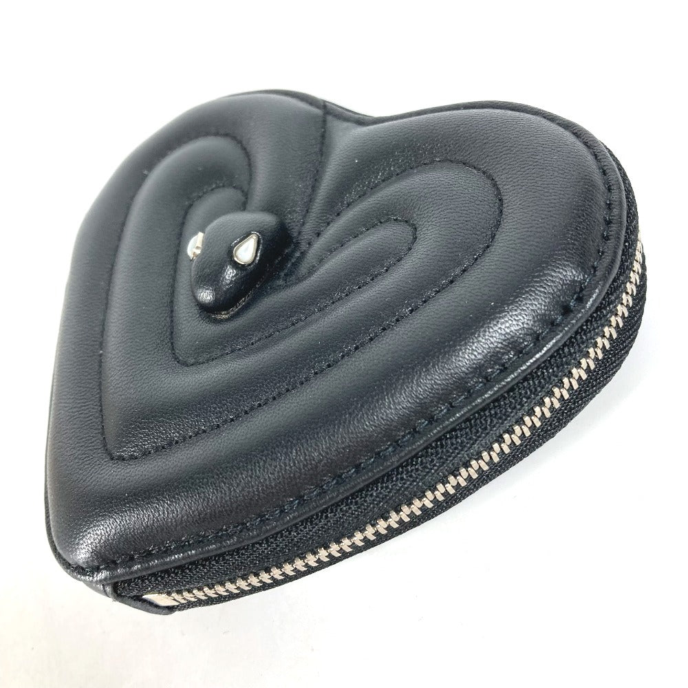 BVLGARI Coin case leather black AMBUSH Serpenti Heart Women Used Authentic