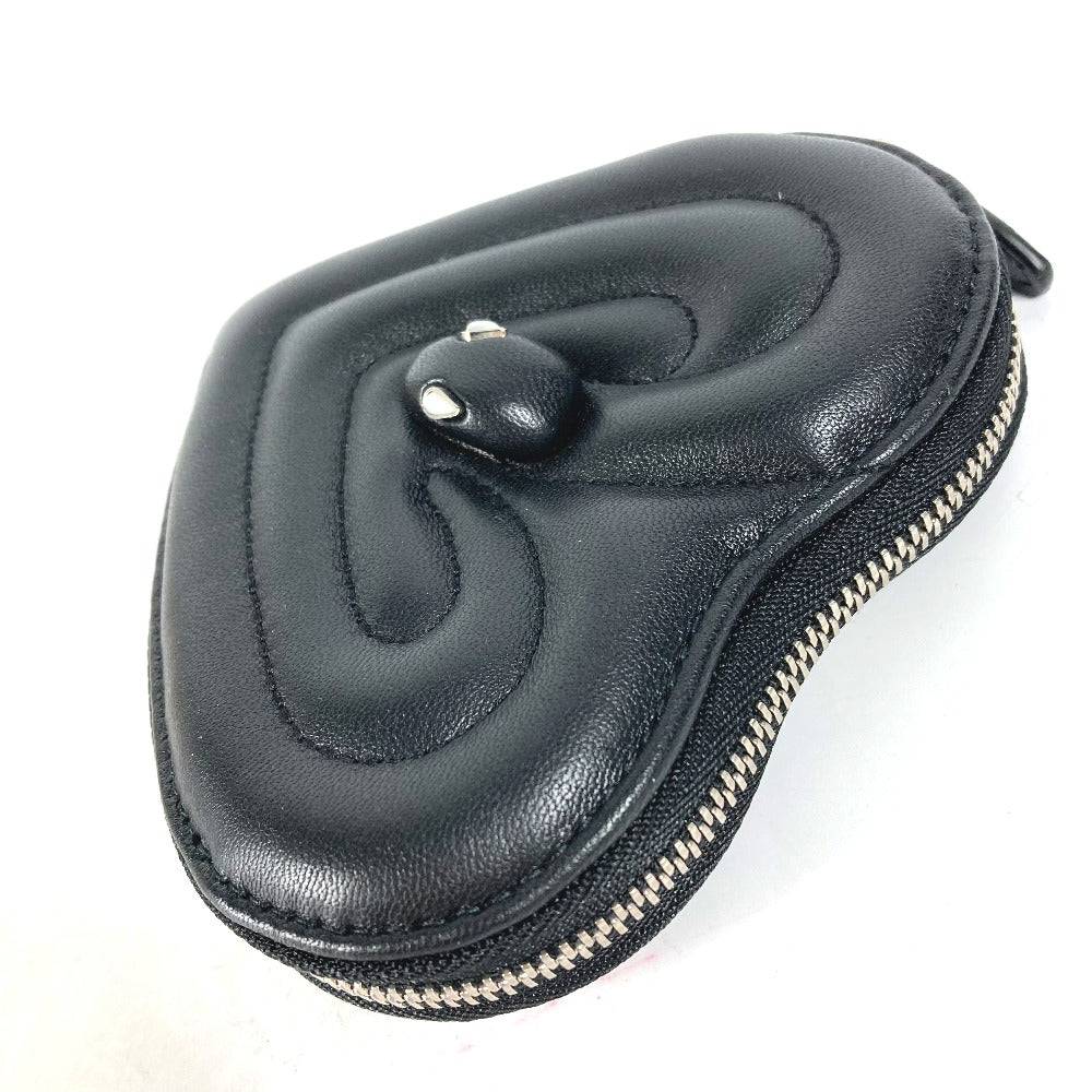 BVLGARI Coin case leather black AMBUSH Serpenti Heart Women Used Authentic