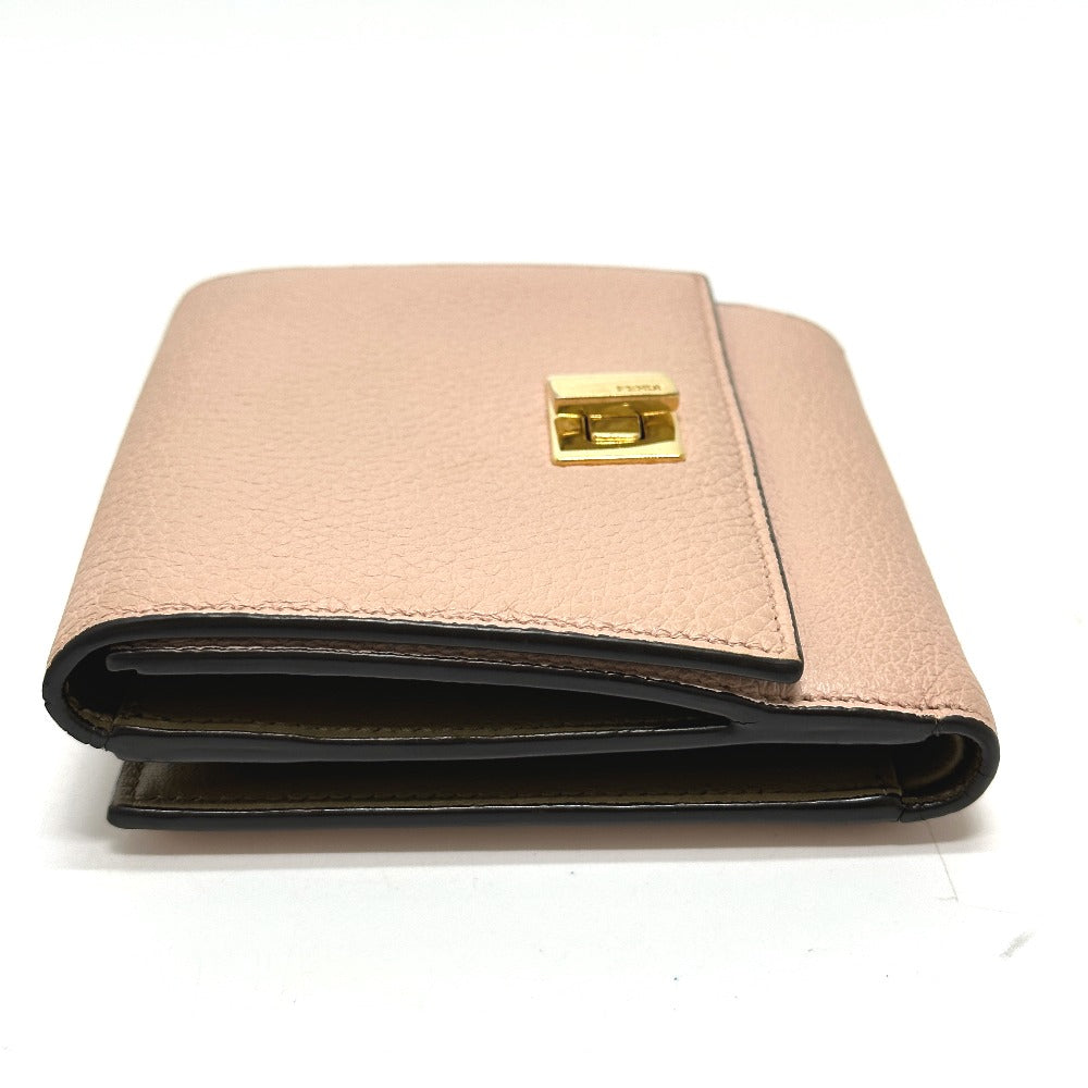 FENDI Folded wallet 8M0438 leather pink Peekaboo Women Used Authentic