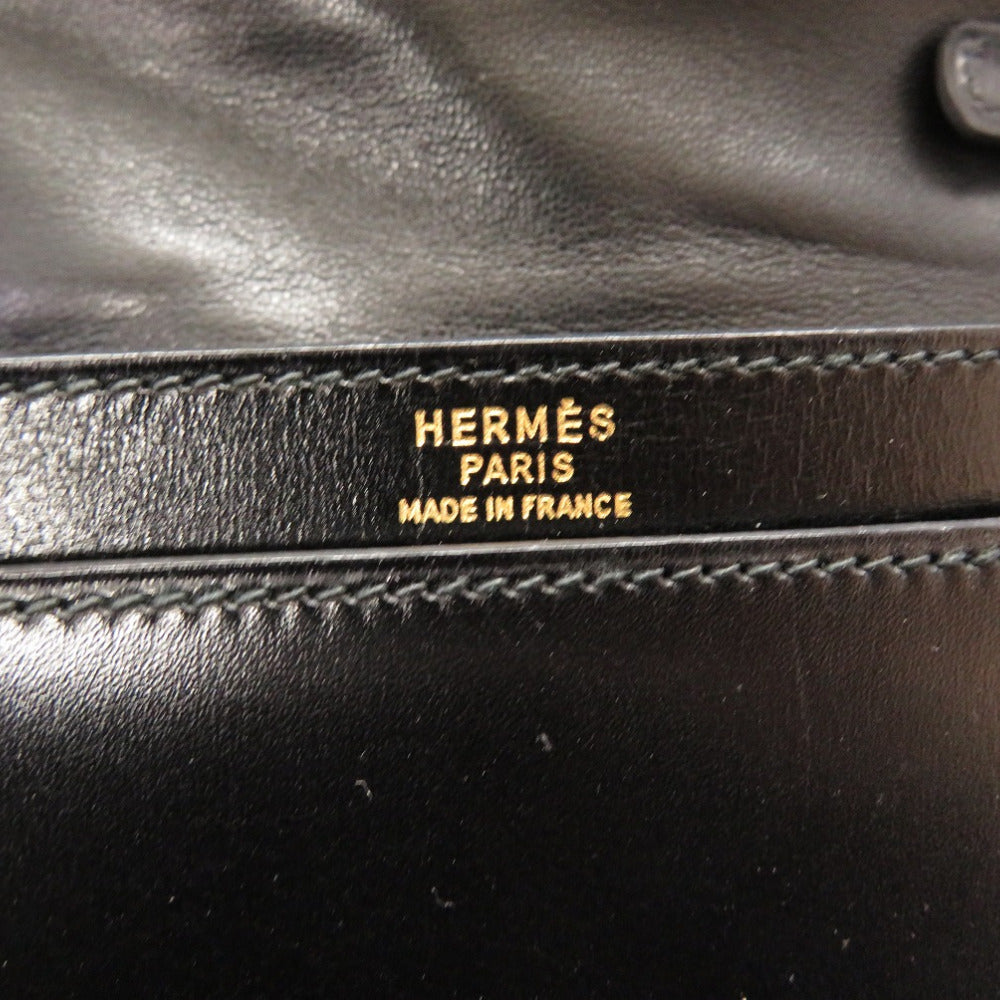 HERMES Shoulder Bag Box scarf black vintage Cadena Metal 2WAY Shoulder Bag Clutch Bag Women Used Authentic