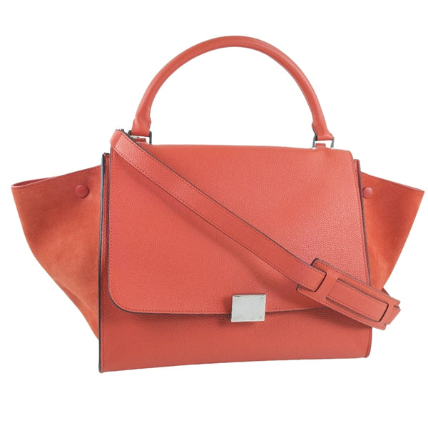 CELINE Handbag 2WAY bag Trapeze Calfskin, suede 169543 Red Women Used Authentic