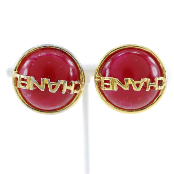 CHANEL Earring Plated Gold Red/gold Women Used Authentic