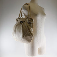 Salvatore Ferragamo Shoulder Bag Gancini Calfskin White Women Used Authentic