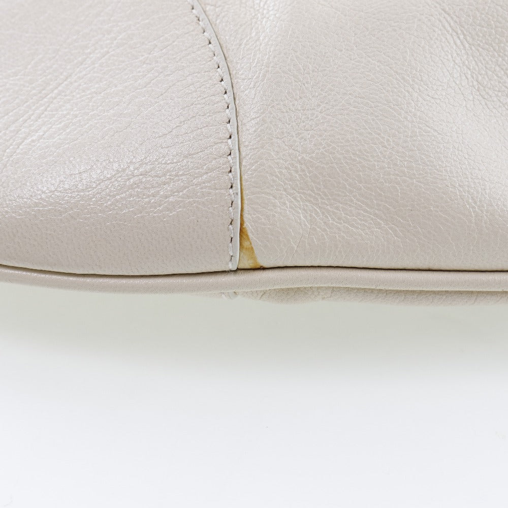 Salvatore Ferragamo Shoulder Bag Calfskin White Gancini Women Used Authentic