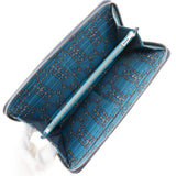 HERMES Long Wallet Purse Azap silk in Epsom Blue Women Used Authentic