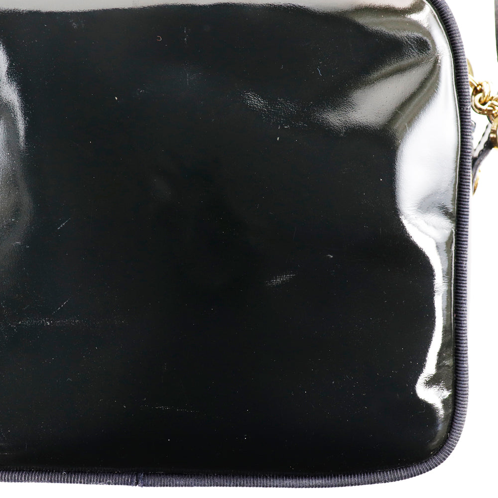 Salvatore Ferragamo Shoulder Bag DE-21 3096 Patent leather black Vala Women Used Authentic