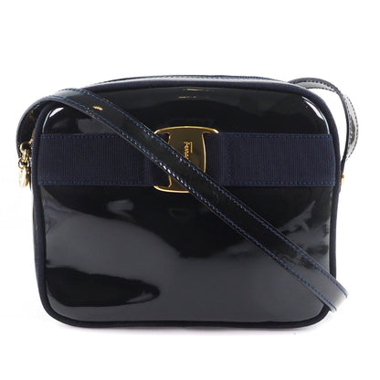 Salvatore Ferragamo Shoulder Bag DE-21 3096 Patent leather black Vala Women Used Authentic