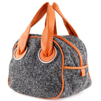 BOTTEGAVENETA Handbag Wool,Calfskin Gray / orange Women Used Authentic