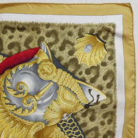 HERMES scarf helmet and feather CASQUES et PLUMETS Carre90 silk yellow Women Used Authentic