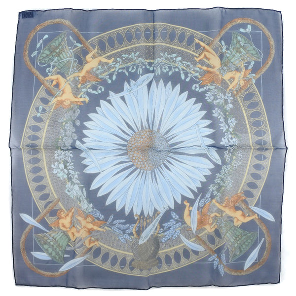 HERMES scarf Love AMOURS Carre45 silk Navy blue Women Used Authentic