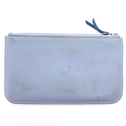 HERMES Long Wallet Purse Calfskin Blue Dogon unisex(Unisex) Used Authentic