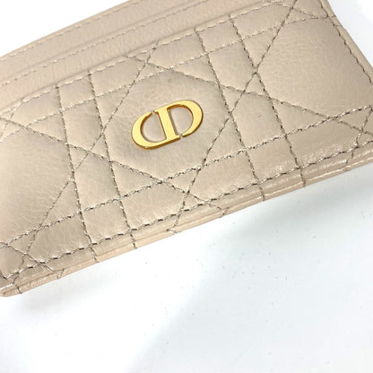 Dior Card Case leather beige Canage CARO Women Used Authentic