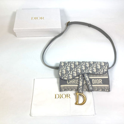 Dior Waist bag Jacquard gray Oblique SADDLE saddle slim pouch