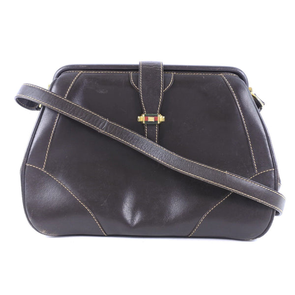 GUCCI Shoulder Bag vintage Calfskin Brown Women Used Authentic
