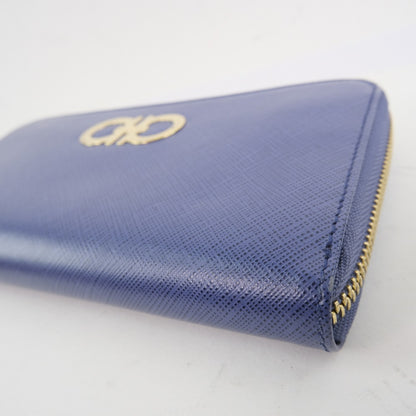 Salvatore Ferragamo Long Wallet Purse PVC purple Gancini Zip Around Women Used Authentic