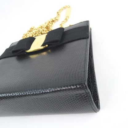 Salvatore Ferragamo Shoulder Bag 22-3054 Calfskin black Vala ChainShoulder Women Used Authentic