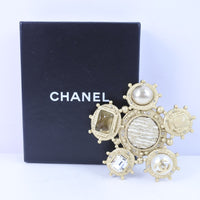 CHANEL Brooch Plated Gold, Rhinestones, Faux Pearls gold Women Used Authentic