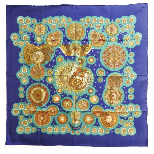 HERMES scarf Calle 90 silk Blue Women Used Authentic