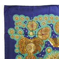 HERMES scarf Calle 90 silk Blue Women Used Authentic