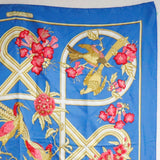 HERMES scarf caraibes / Caribbean Carre90 silk Blue Women Used Authentic