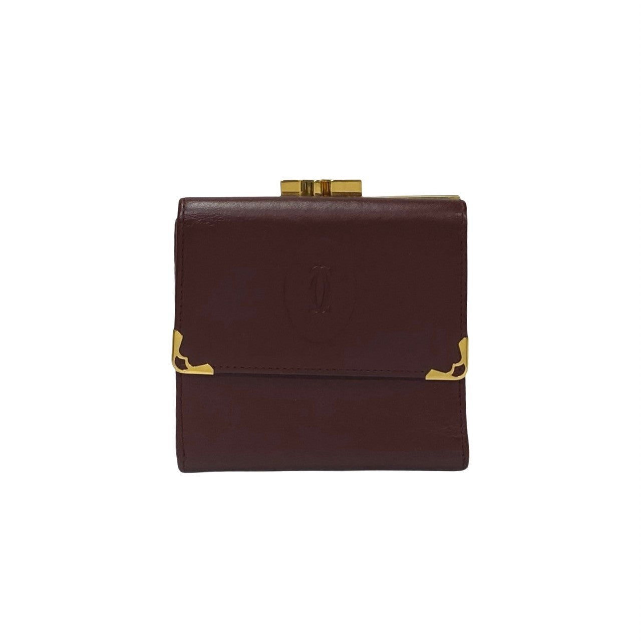 CARTIER Bifold Wallet Calfskin wine-red Must Line