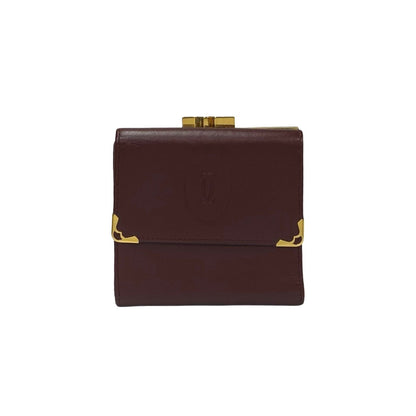 CARTIER Bifold Wallet Calfskin wine-red Must Line