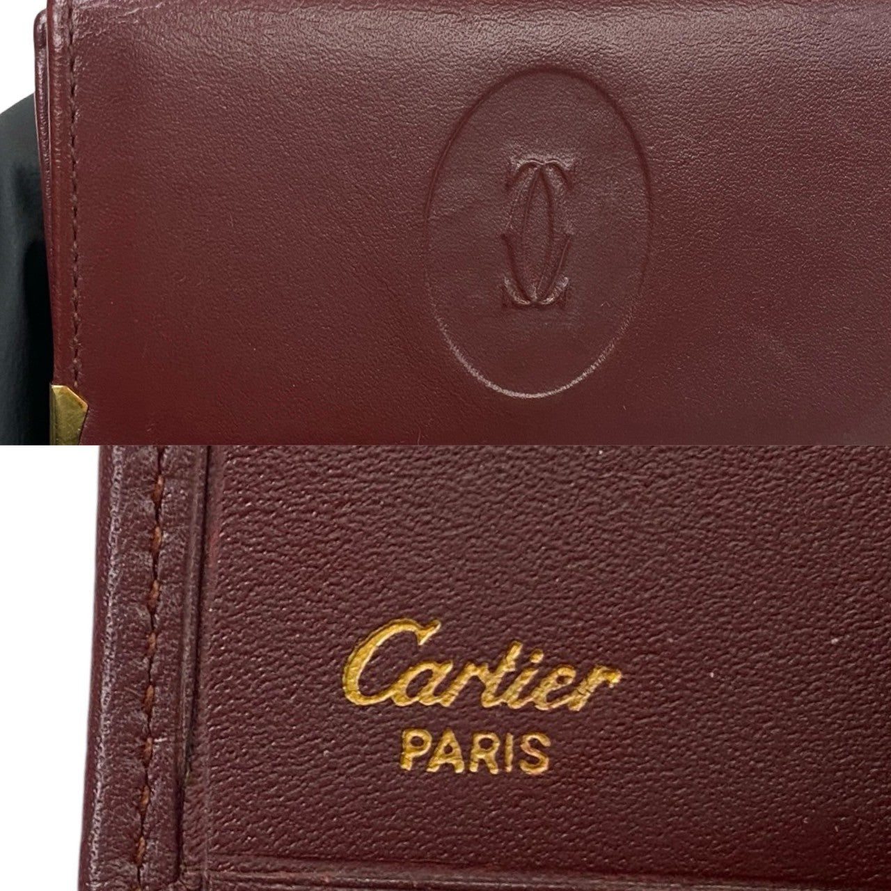 CARTIER Bifold Wallet Calfskin wine-red Must Line