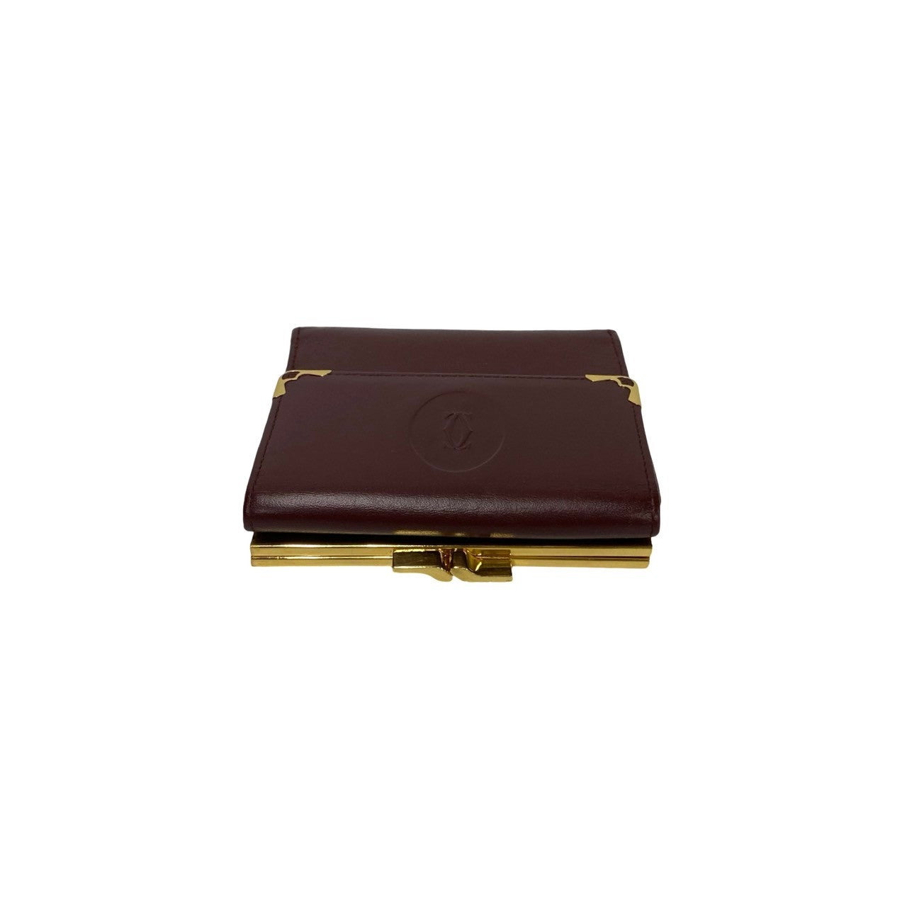 CARTIER Bifold Wallet Calfskin wine-red Must Line