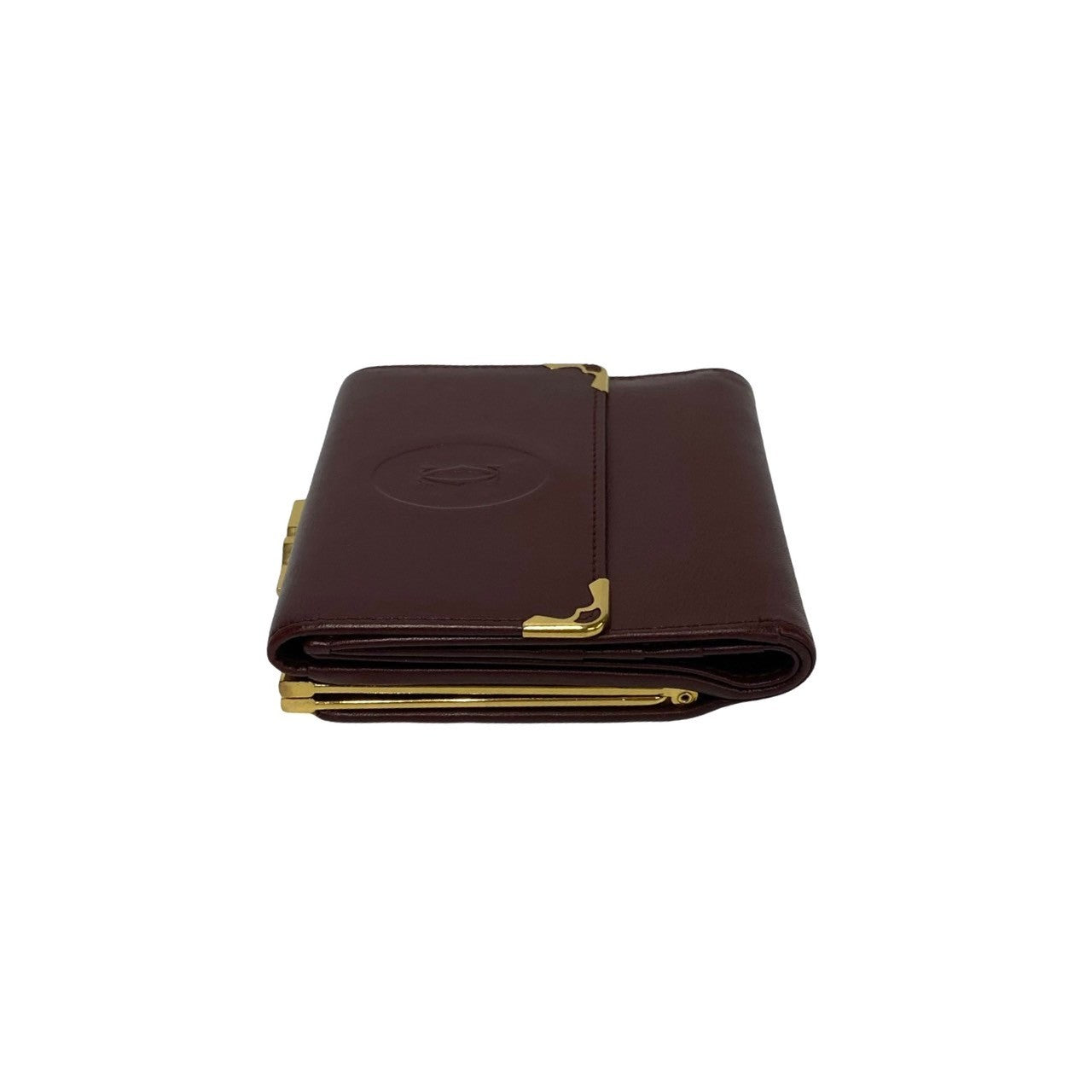 CARTIER Bifold Wallet Calfskin wine-red Must Line