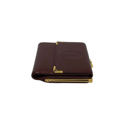 CARTIER Bifold Wallet Calfskin wine-red Must Line