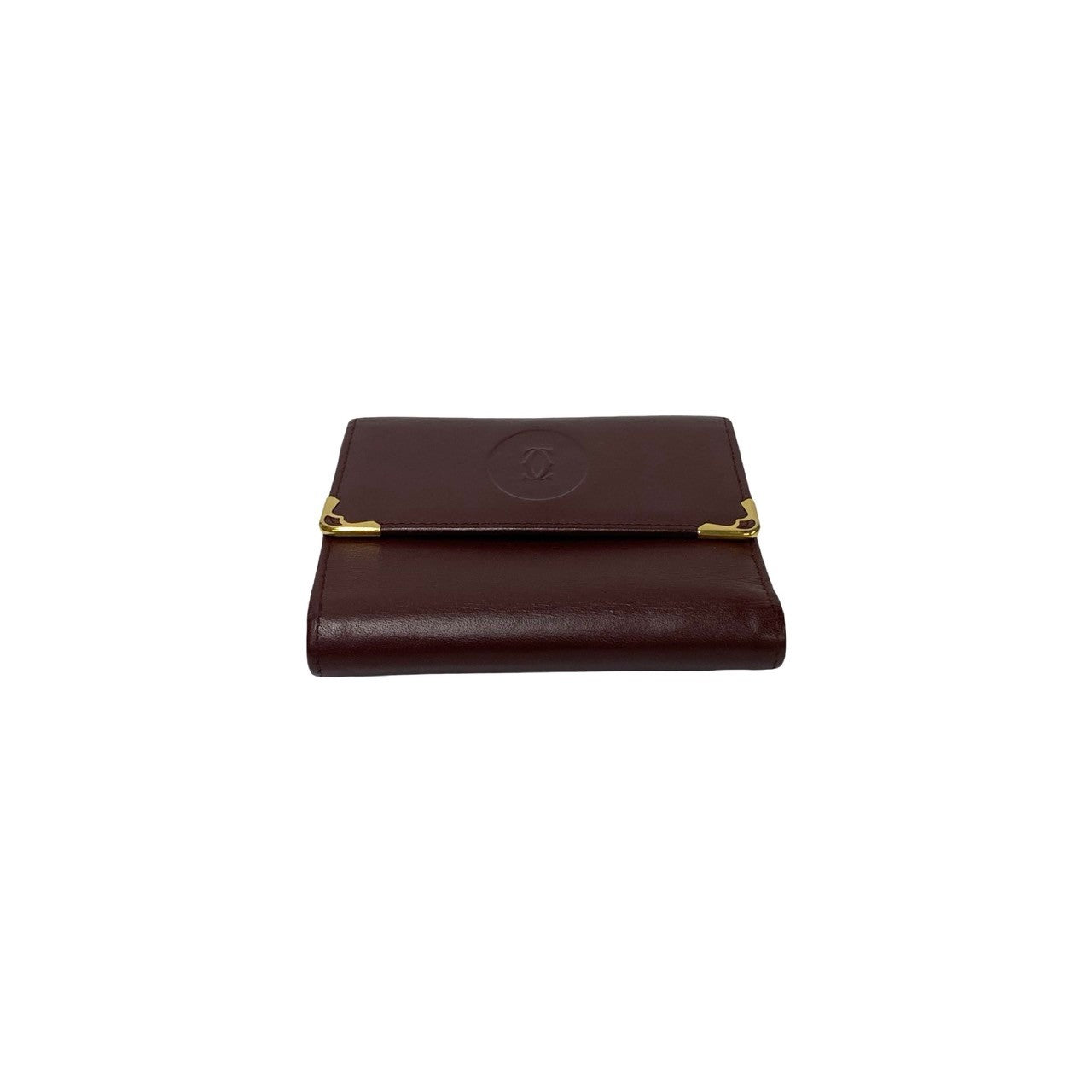 CARTIER Bifold Wallet Calfskin wine-red Must Line