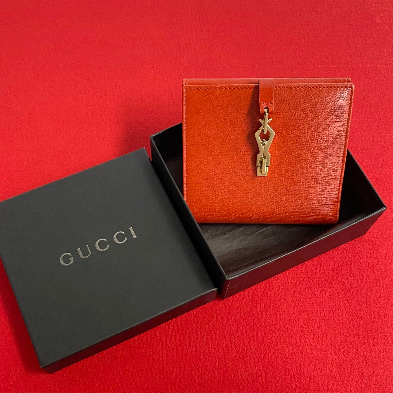 GUCCI Bifold Wallet leather Red