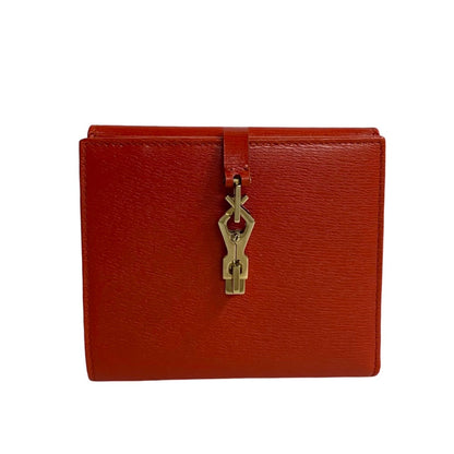 GUCCI Bifold Wallet leather Red