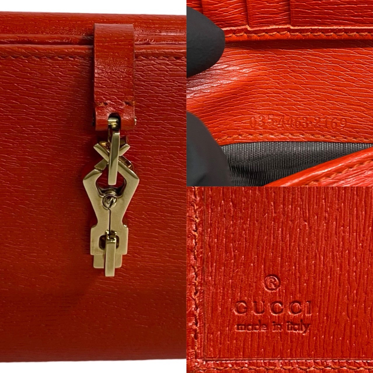 GUCCI Bifold Wallet leather Red