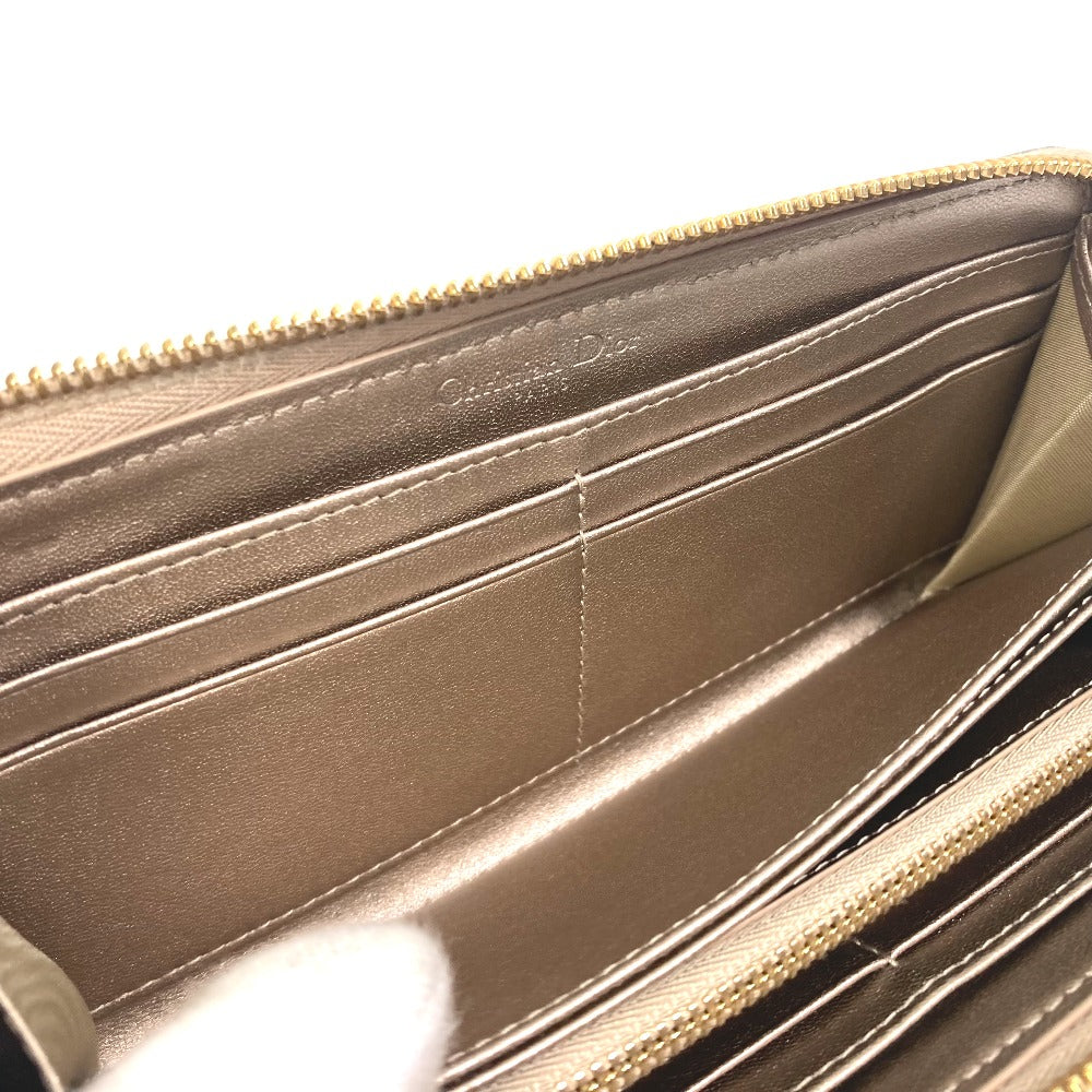 Dior Long Wallet Purse S0007OWEC_M10L Leather/grained calfskin gold Cannage LADY DIOR VOYAGEUR Wallet Women Used Authentic