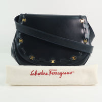 Salvatore Ferragamo Shoulder Bag Vera Calfskin Navy blue Women Used Authentic