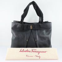 Salvatore Ferragamo Handbag Vera Ribbon Calfskin black Women Used Authentic