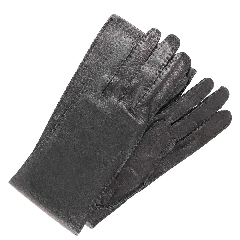 HERMES gloves 001772G-01-065 Calf leather black Glove Women 6 1/2 Used Authentic