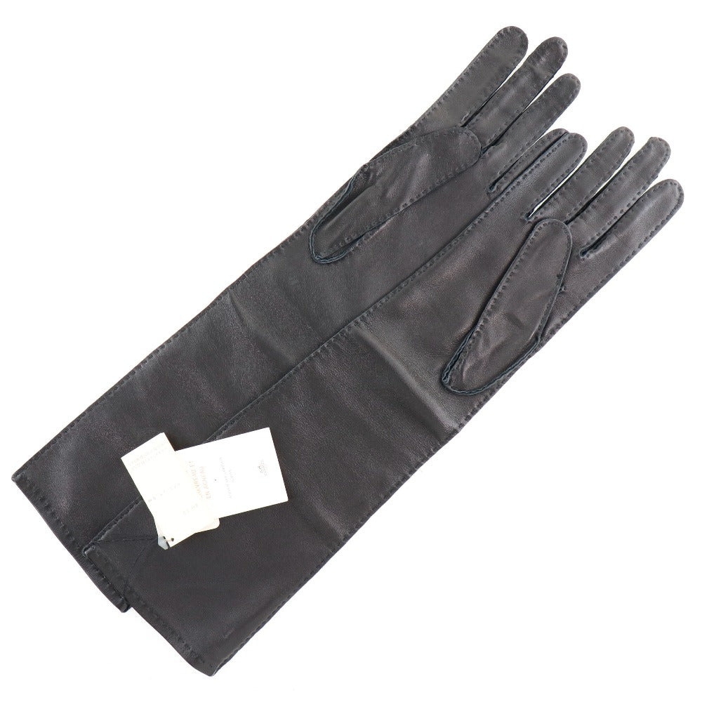 HERMES gloves 001772G-01-065 Calf leather black Glove Women 6 1/2 Used Authentic