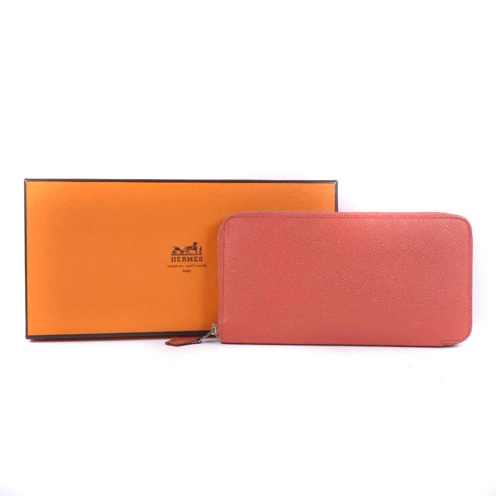 HERMES Long Wallet Purse Epsom pink Azap Silk in Long Women Used Authentic