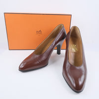HERMES pumps Calfskin wine-red Women Used Authentic