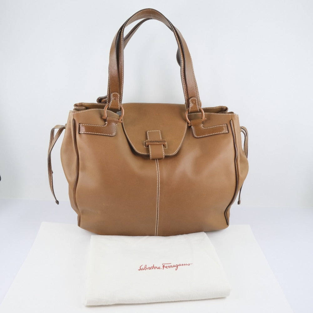 Salvatore Ferragamo Handbag 21-6391 Calfskin Brown Women Used Authentic