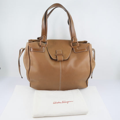 Salvatore Ferragamo Handbag 21-6391 Calfskin Brown Women Used Authentic