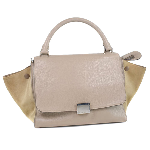 CELINE Handbag 2WAYShoulder Trapeze Leather, suede 174683MDB.03UN Pink gray Women Used Authentic