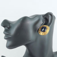 CHANEL Earring Colored stone vintage Plated Gold, Blue Stone gold Women Used Authentic