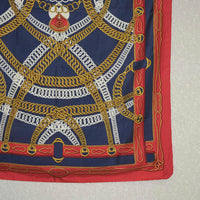 HERMES scarf Carre90 silk Red and blue Women Used Authentic