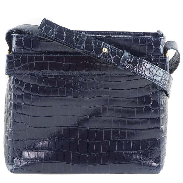 Salvatore Ferragamo Shoulder Bag Vala leather Navy Women Used Authentic