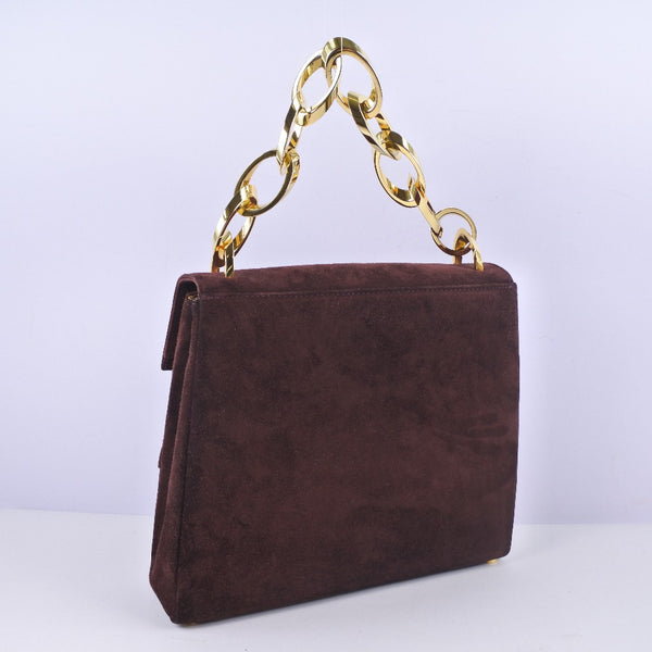 Salvatore Ferragamo Handbag 2WAYShoulder back Suede Brown Women Used Authentic