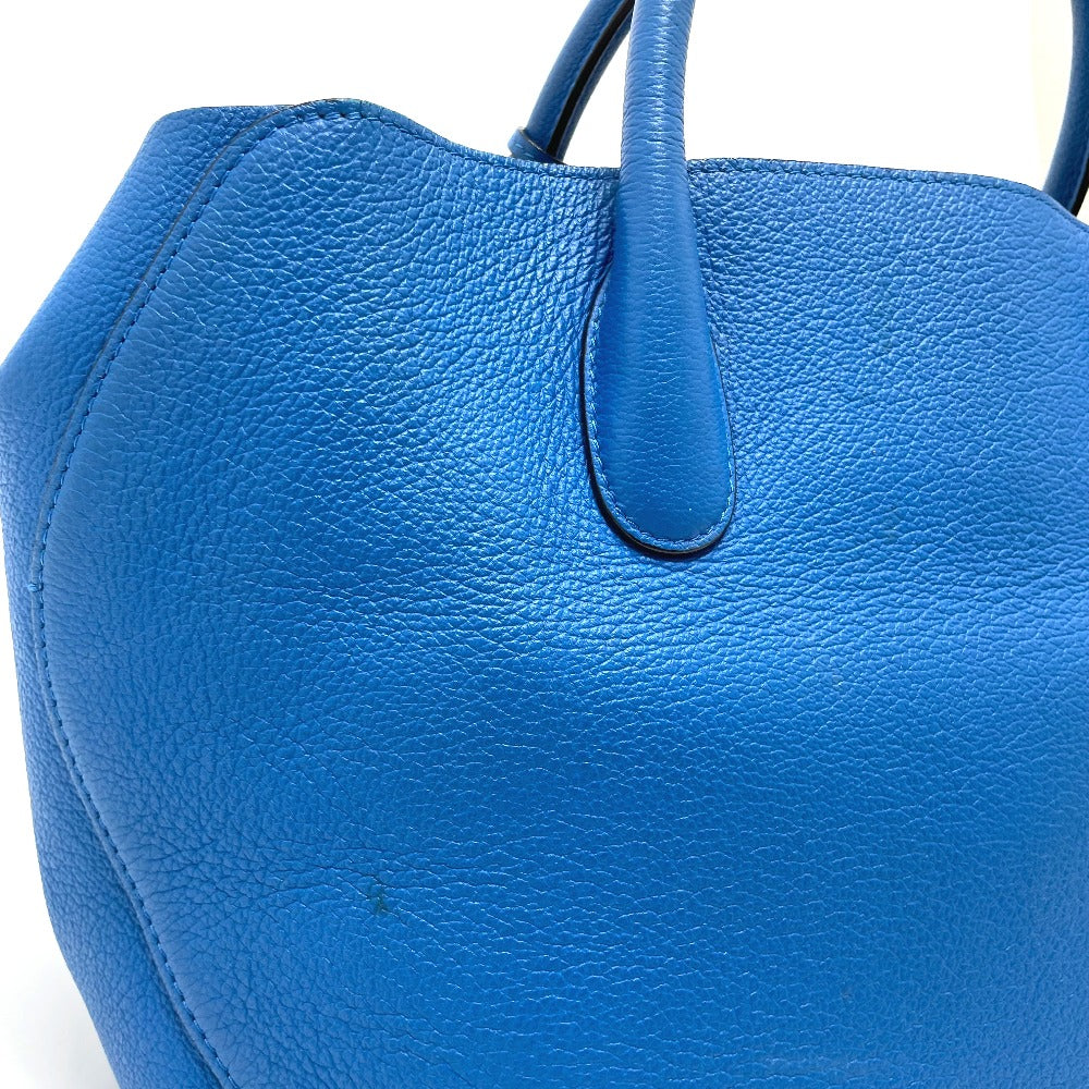 Dior Tote Bag leather blue Handbag Crossbody open bar handbag Women Used Authentic