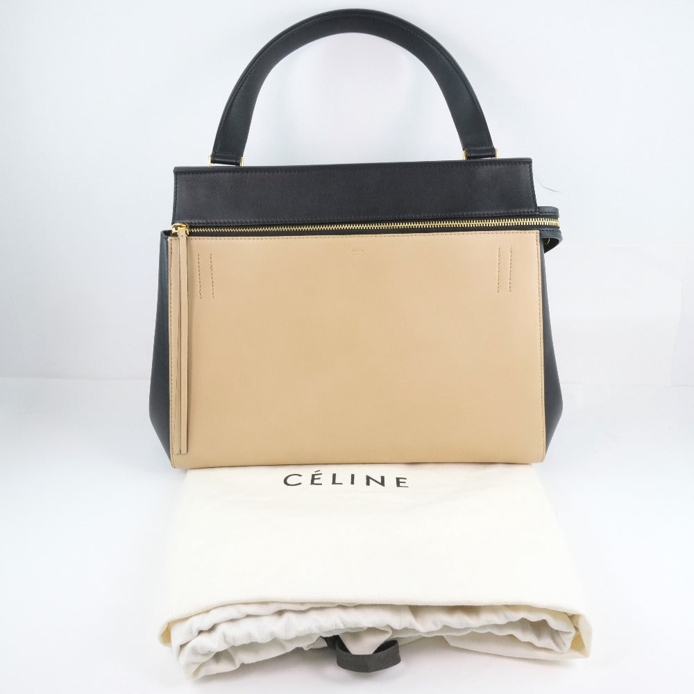 CELINE Handbag 172613 Calfskin beige medium Edge Women Used Authentic